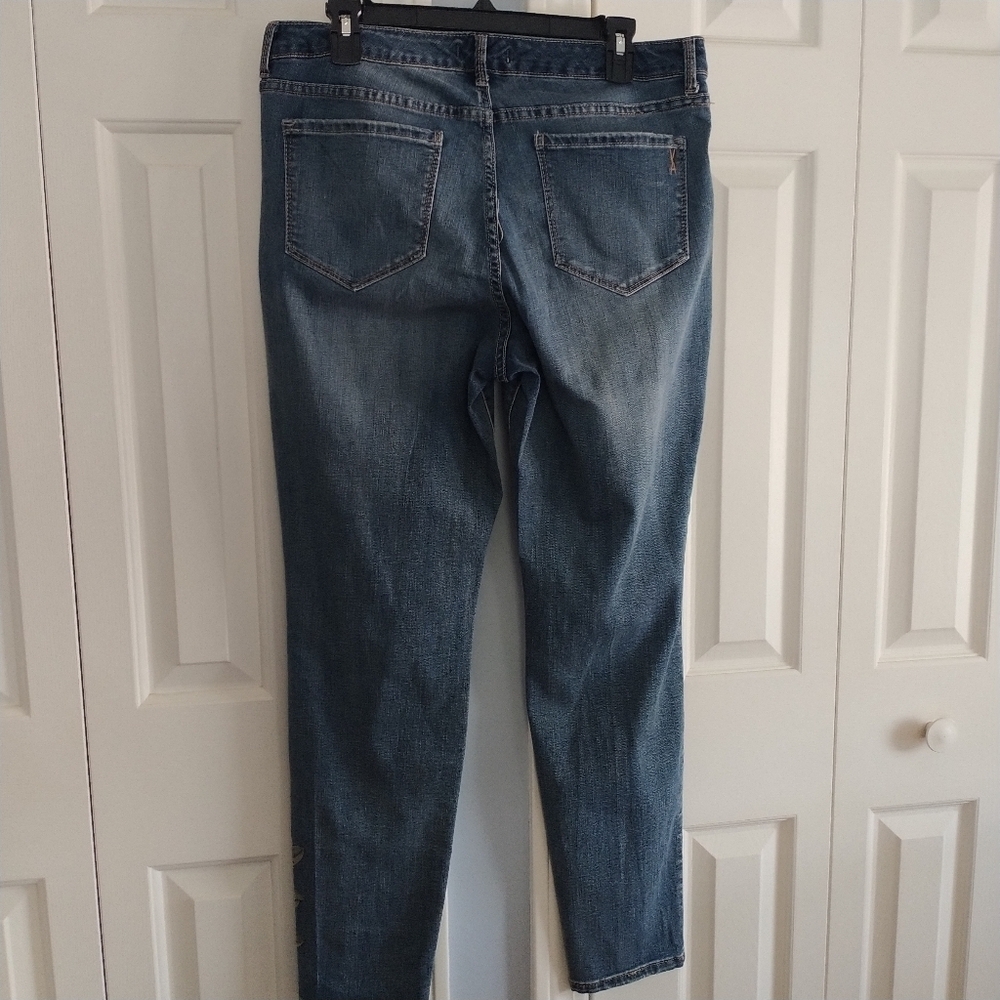 Vintage America Applique Boho Skinny Jeans 14R - Picture 6 of 14
